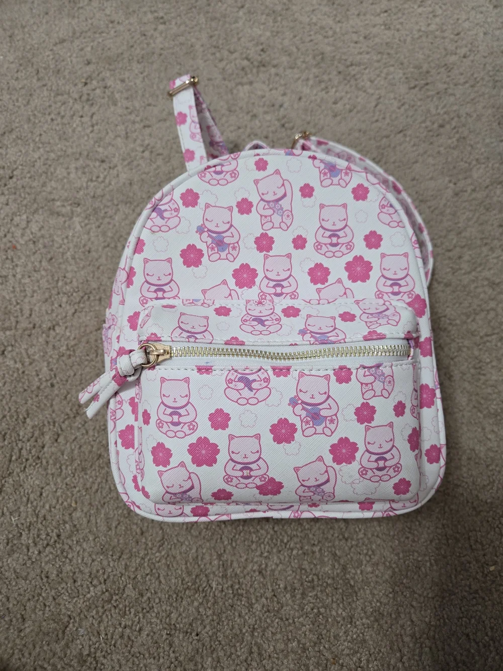 Pink Sakura Cat Kids Mini Backpack